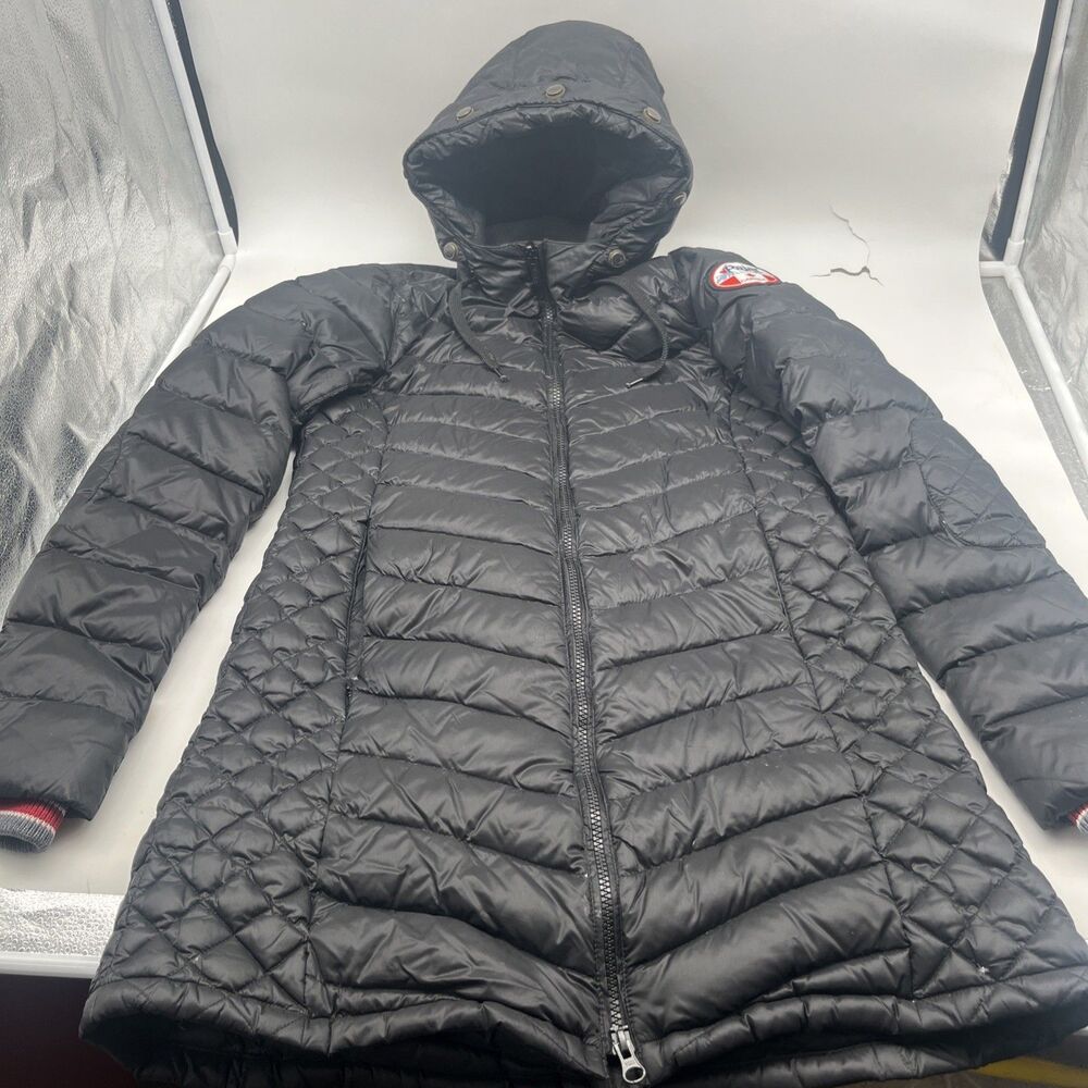Women's Pajar Canada Queen Goose Down Coat Parka Black Hooded - M (MISSING FUR)